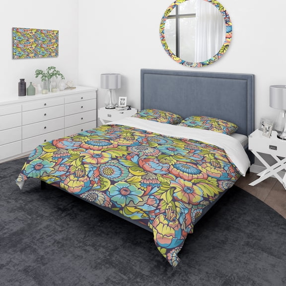 Designart 'Amazing Colorful Floral Pattern' Modern & Contemporary Duvet Cover Set