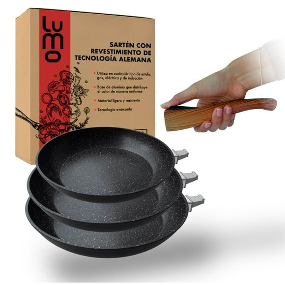 Sarten SET x3 Antiadherente LUMO 20 24 28 cm Mármol Negro
