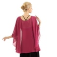 thumbnail image 7 of TiaoBug Women Chiffon Wedding Dress Capes High Low Shawl Bridal Bolero Shrug Lightweight Capelet Burgundy One Size, 7 of 7