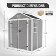 thumbnail image 3 of Resin Storage Shed 6x5ft，Outdoor Storage Sheds with Floor, HD Window, Lockable Doors and Vents, Tool Shed for Bike, Garden, Backyard,Lawn, All Weather Use (Grey, 6 * 5ft), 3 of 9