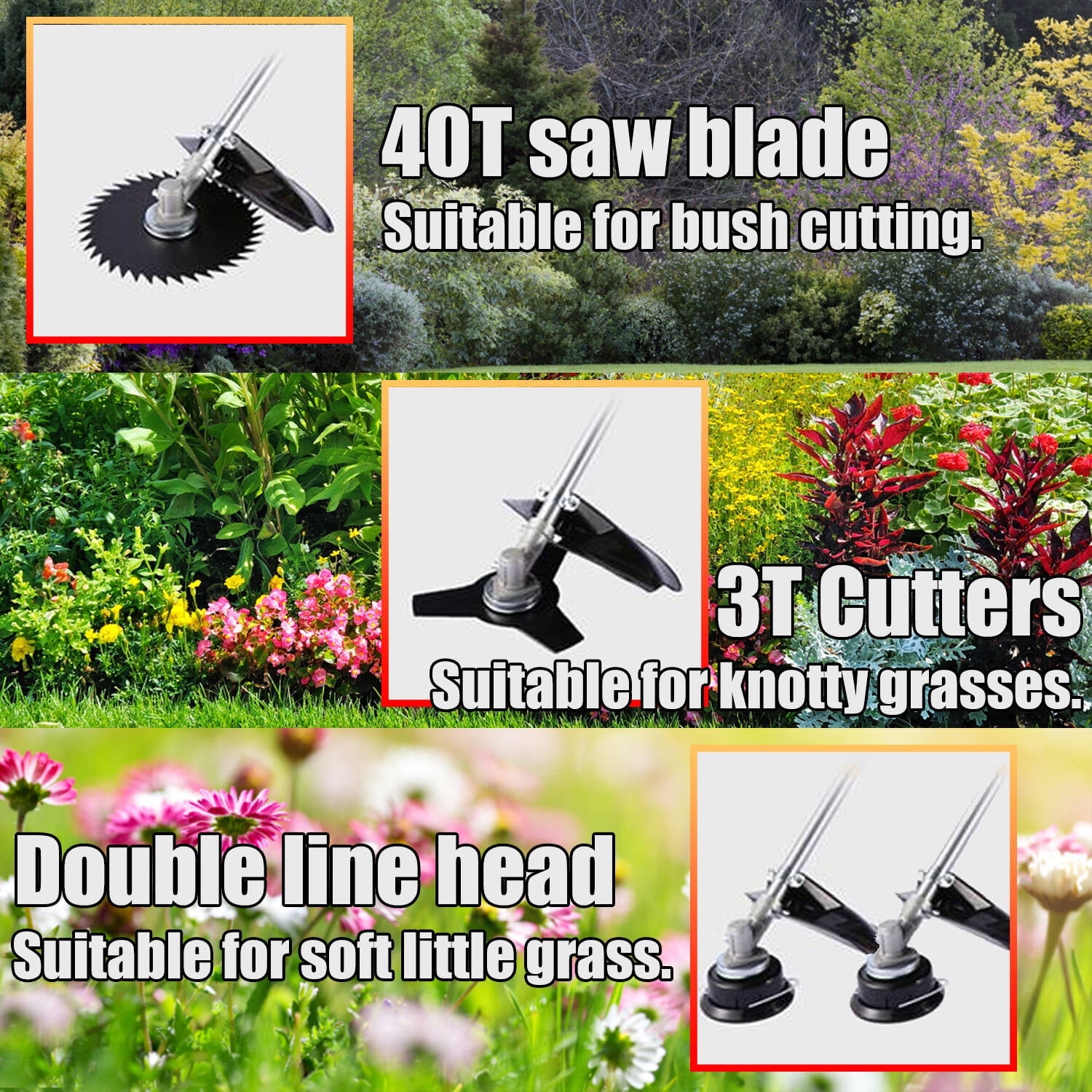 Adnoom 58CC 2-Cycle Gas Powered Weed Eater & String Trimmer, 4-in-1 Multi-Tool with Detachable Brush Cutter, Edger, 18" Blade for Lawn, Garden, Shrubs (Orange Red)