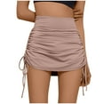 thumbnail image 2 of Njagoc3 Womens High-Waisted Ruched Drawstring Mini Skirt for Summer Parties & Beach Outings, 2 of 6