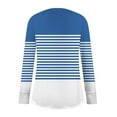 thumbnail image 5 of MOJOGO Spring Summmer Striped Shirts for Women Casual Long Sleeve Pullover Tops Oversized Crewneck Blouses with Thumb Holes Light Blue XL, 5 of 5