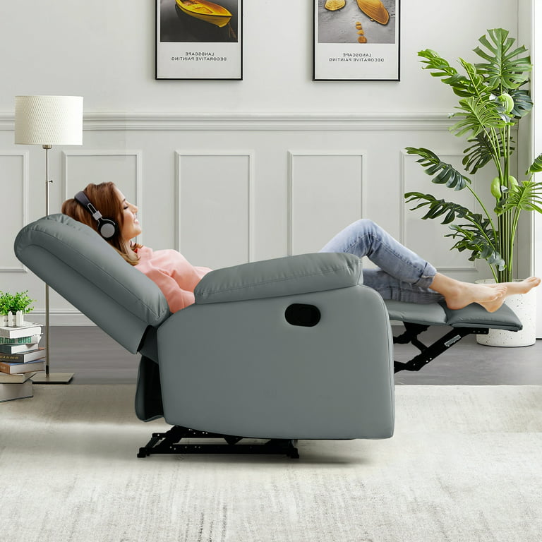 Manual reclining foot rest business leather computer chair comfortable  sitting chair for lazy people lunch break