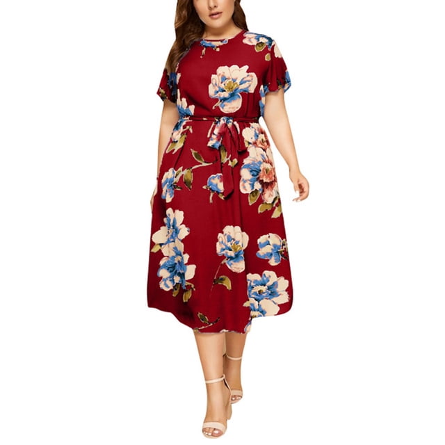 Ketyyh-chn99 Robe Maxi Décontractée de Plage, Robe d'Été, Combishort à Manches Volantées, Short, Robe Mini Rouge, 4TG