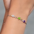 thumbnail image 4 of Gem Stone King 925 Silver and 10K Yellow Gold Green Peridot Purple Amethyst and Lab Grown Diamond Tennis Bracelet for Women By Keren Hanan (1.92 cttw, Adjustable up To 9 inch), 4 of 4