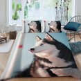 thumbnail image 2 of Husky Siberiano Conjunto de sábanas temático, trío de piezas, cómodo y amigable con la piel, diseño único, regalo de decoración para el hogar para familiares, amigos y fans,173cm *218cm, 2 of 6