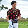 thumbnail image 3 of Rateoe Geometric Hearts Pattern Men's Short Sleeve Polo Shirts, Golf Polo Shirts Short Sleeve Performance Moisture Wicking Dry-Medium, 3 of 6