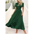 thumbnail image 3 of Vestido largo cruzado PRETTYGARDEN con estampado floral, escote en V y abertura - Talla L, 3 of 8