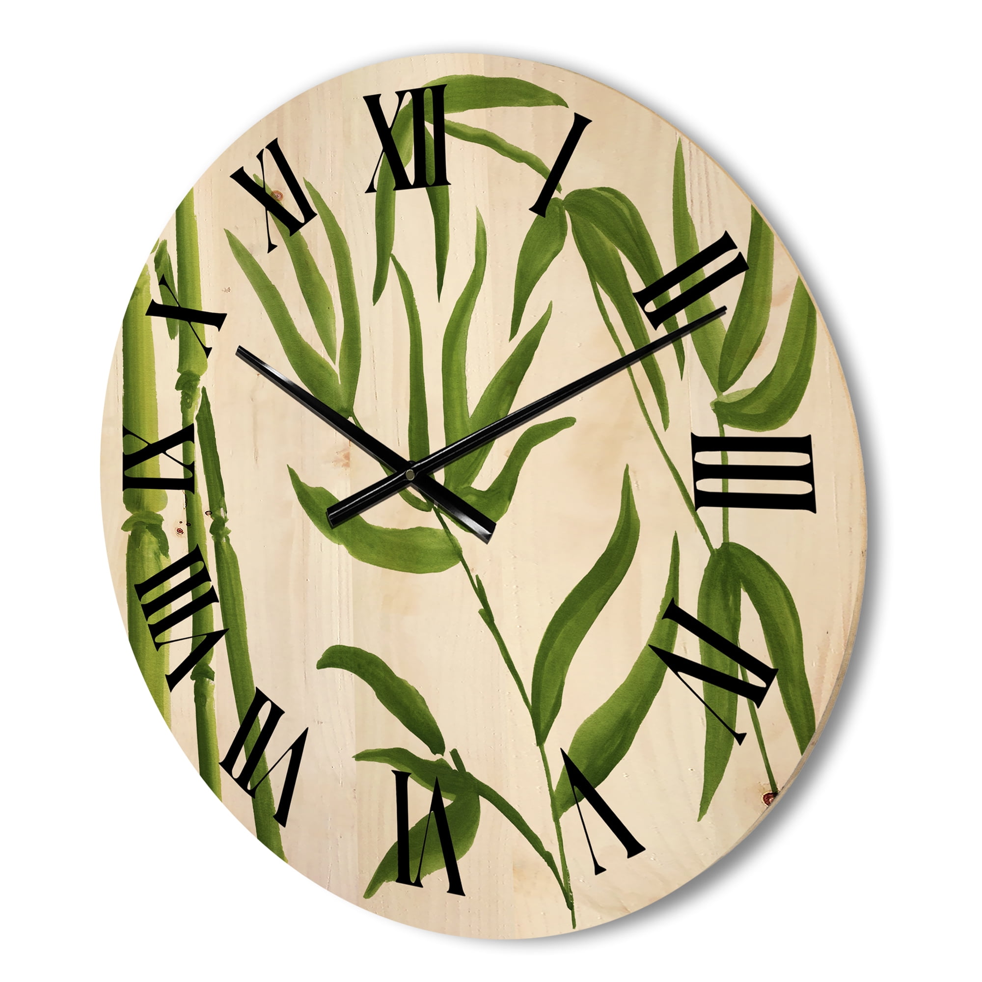 Designart 'The Forest of Bamboo Branches IV' Tropical Wood Wall Clock