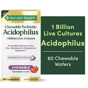 Nature’s Bounty Chewable Probiotic Acidophilus with 1 Billion Live Cultures, 60 Wafers