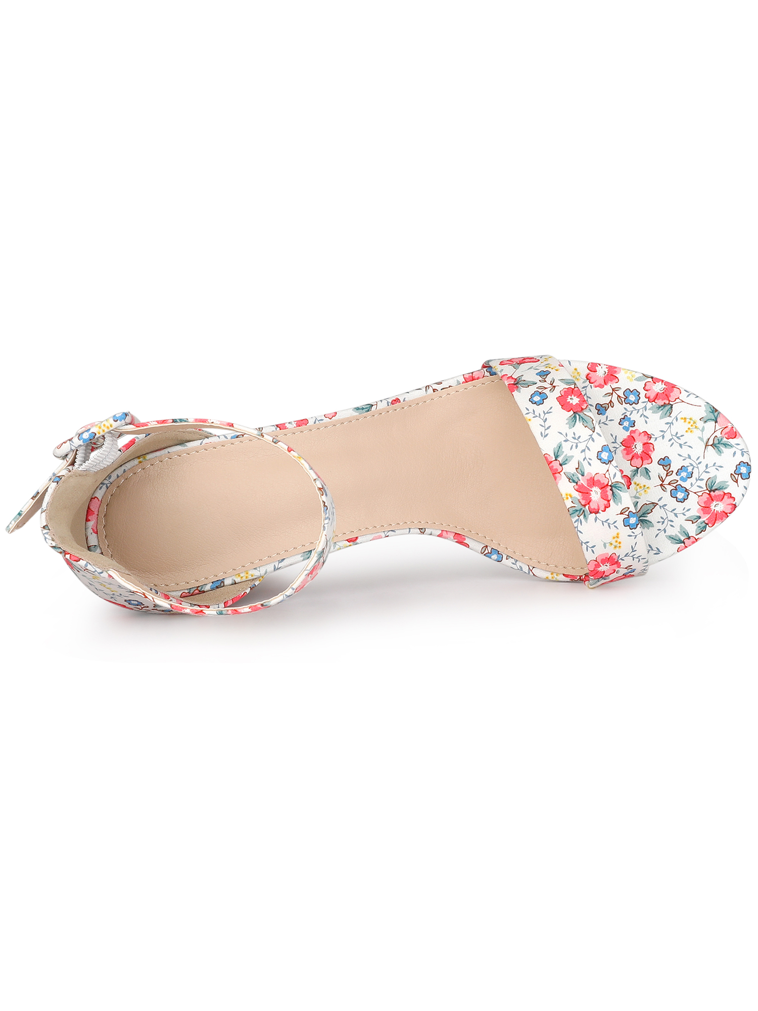 DARING DIVA Women's Floral Print Open Toe Block High Heels Red Sandals 9 Red White