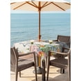 thumbnail image 2 of Happy Easter Outdoor Tablecloth - 54x54 Inch Square Dining Table Cover, Spring Bunny Easter Eggs Floral Beige Burlap Waterproof Outdoor Table Cloth with Umbrella Hole & Zipper for Picnic/Patio/Party, 2 of 7