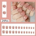 thumbnail image 2 of Uñas postizas adhesivas RUPOFUZA cortas cuadradas rosa con fuegos artificiales, 24 piezas, 2 of 8