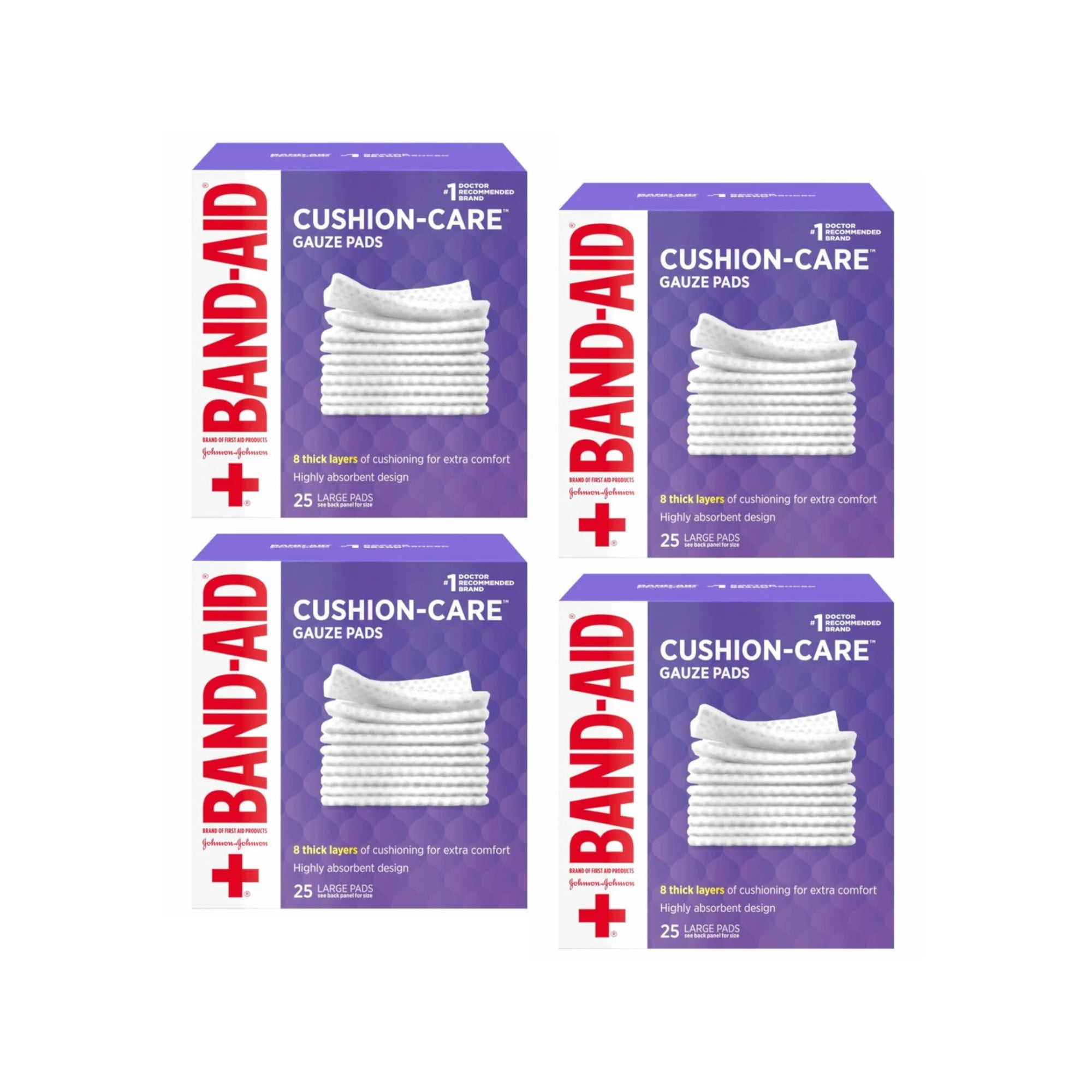 4 Pack - BAND-AID First Aid Large Gauze Pads, 4 in x 4 in, 25 Each