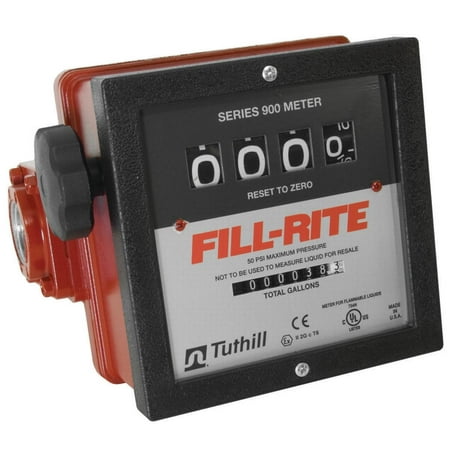 Fill-Rite 901 Mechanical Flow Meter, 6 - 40 gpm, 50 psi, 4 Digit, 1 in
