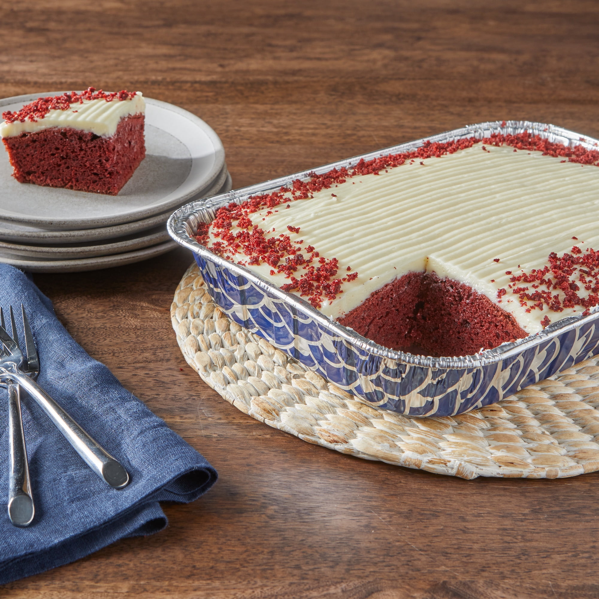EZ Foil Cake Pans with Lids, Blue, 13 x 9 Inch, 2 Count