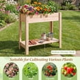 thumbnail image 6 of Costway Wooden Raised Garden Bed with Legs, Storage Shelf, Liner, Drainage for Backyard, 6 of 10
