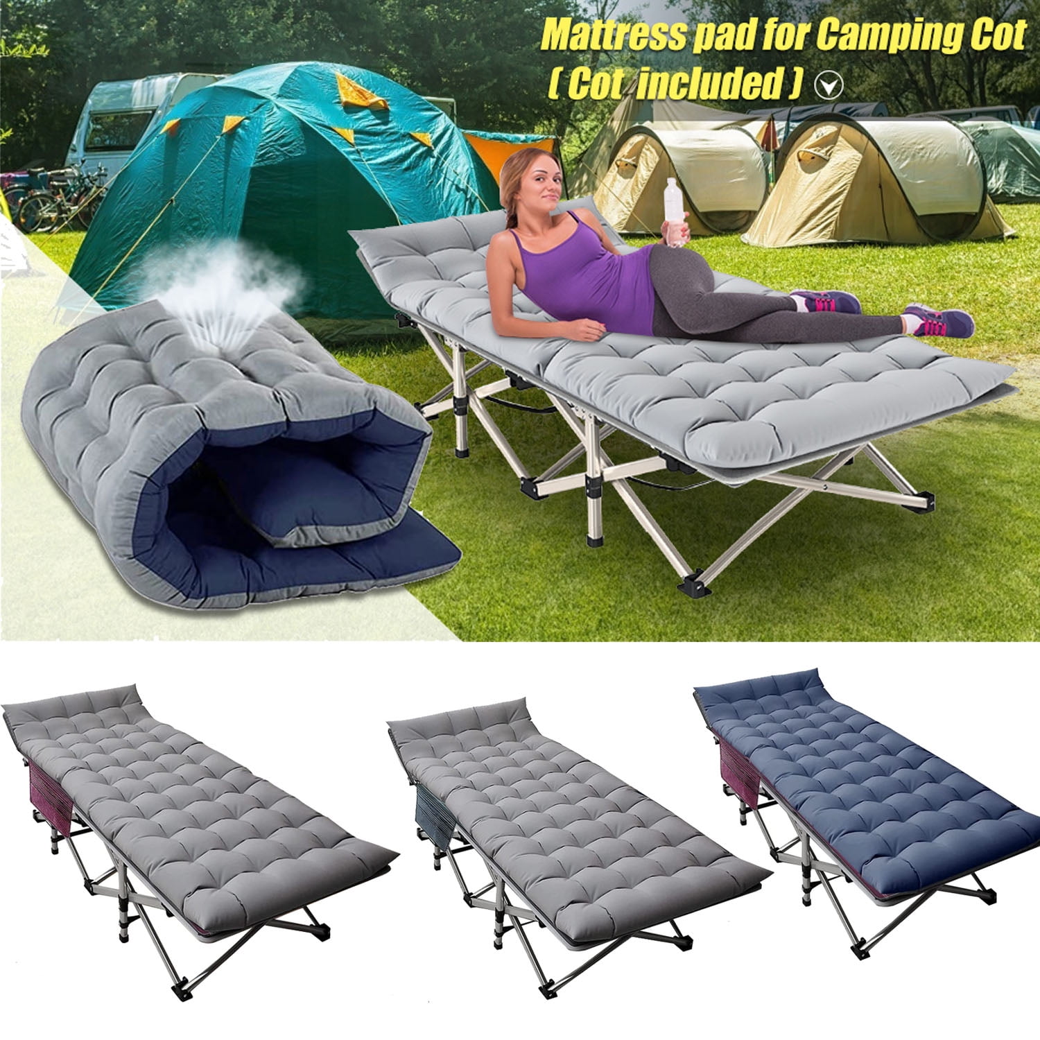 2 Person Folding Camping Bed 1.9M Outdoor Travel Sleeping Military Cot Hiking 
