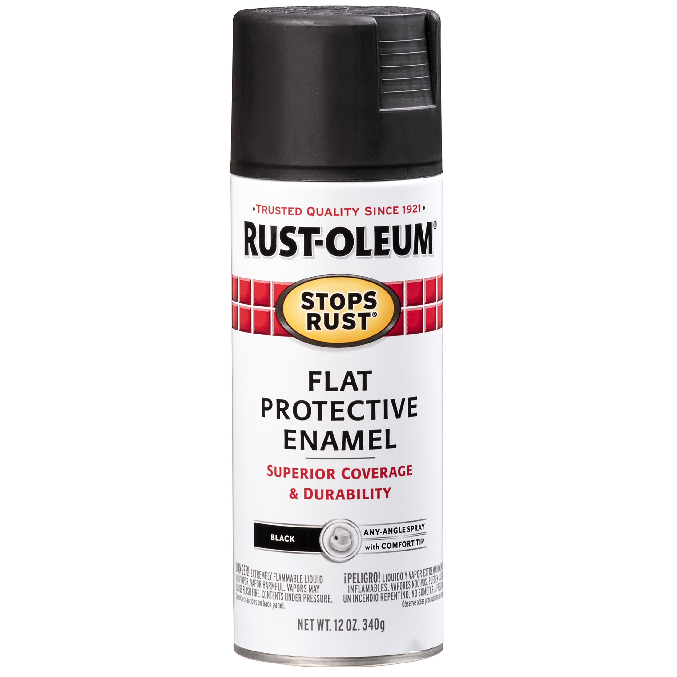 Black, Rust-Oleum Stops Rust Flat Protective Enamel Spray Paint-7776830, 12 oz - image 3 of 15