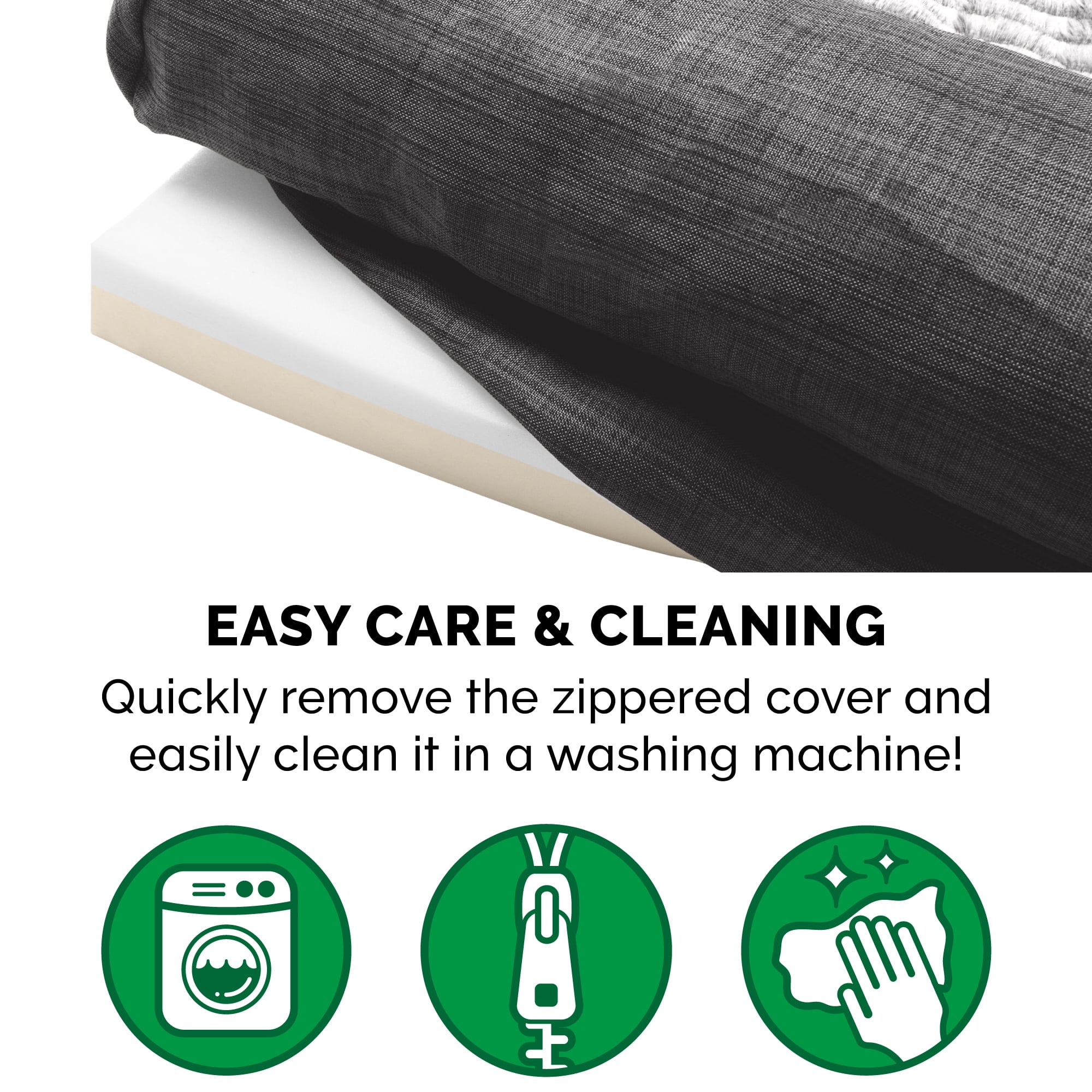 FurHaven Pet Products Luxe Fur & Performance Linen Memory Top Sofa Pet Bed for Dogs & Cats - Charcoal, Jumbo
