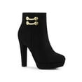 thumbnail image 1 of Unique Bargains Women's Round Toe Side Zipper Block High Heel Ankle Boots, 1 of 8