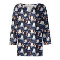 thumbnail image 5 of Women's Cute Halloween Shirts Pumpkin Ghost Print 3/4 Sleeve Tops Henley V Neck Graphic Tees Fall Shirt, 5 of 5