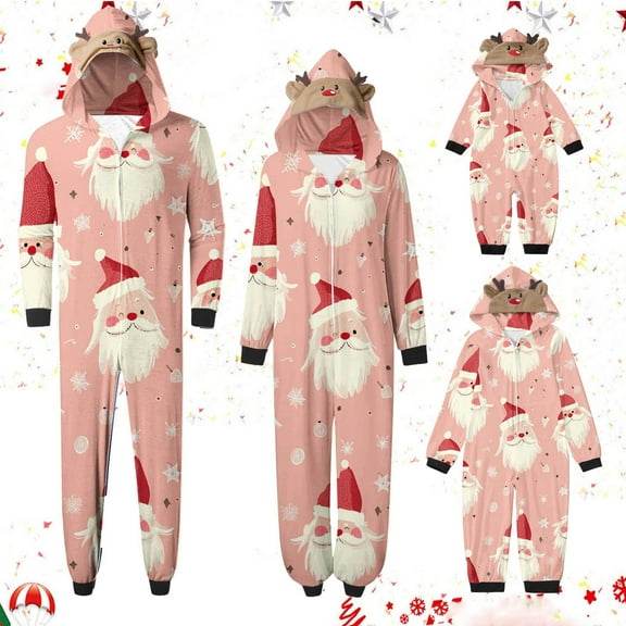 Odeerbi Christmas Onesie Pajamas for Family Holiday Sleep Jumpsuit Long Sleeve Family Christmas Pajamas Matching Sets Dad Printed Loungewear Jumpsuit Sleepwear Xmas PJs Set Red