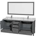 thumbnail image 3 of Wyndham WCS141480DGYIVUNSM70 80" Vanity in Gray + Ivory Marble and Square Sink, 3 of 7
