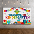 thumbnail image 7 of Colorful Welcome to Kindergarten Banner with Owl Apple Books and Kids Silhouettes Background Party Supplies for School Opening Events Photography Props Classroom Decorations, 7 of 7