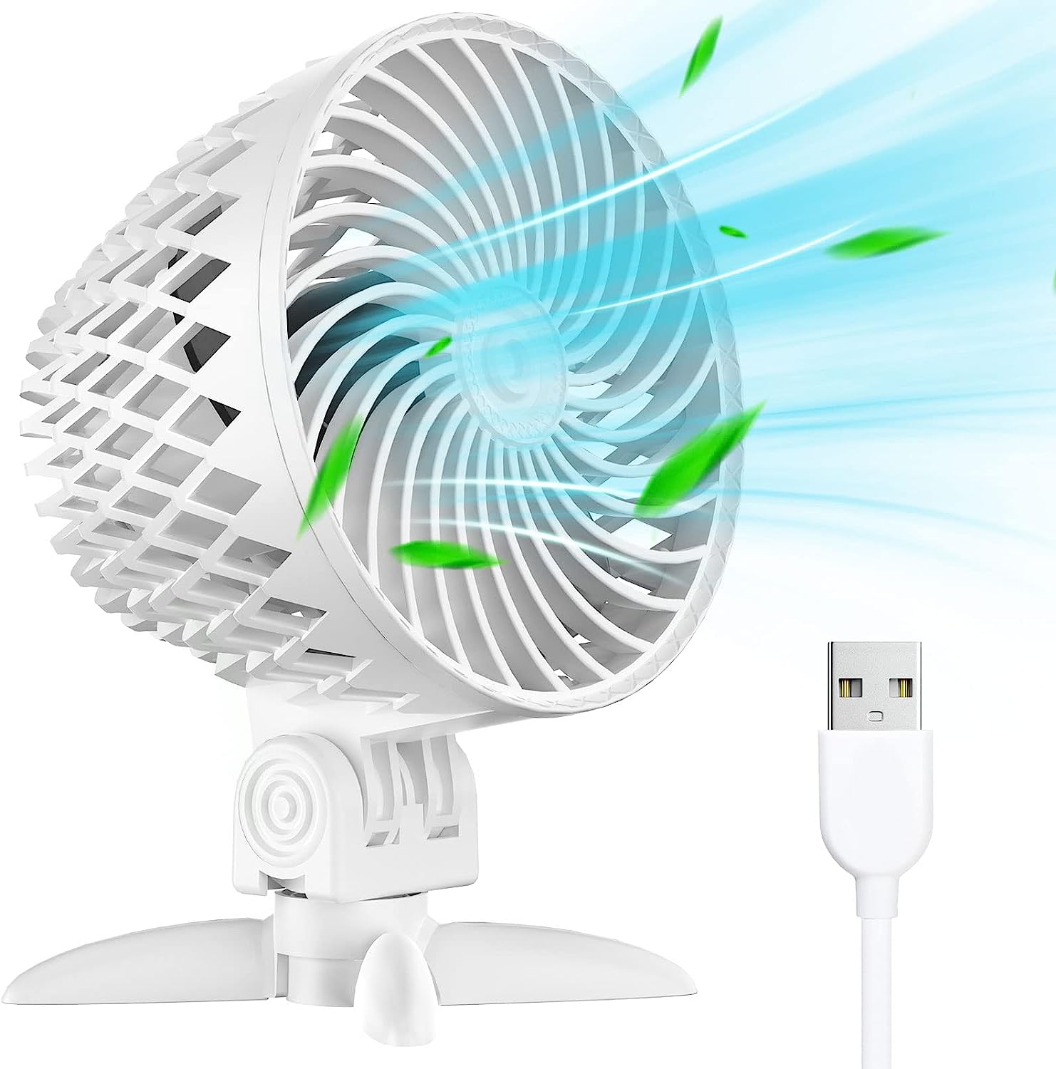 USB Fan, Usb Desk Fan,Table Fan Silent Fan, 3 Speeds Adjustable Usb