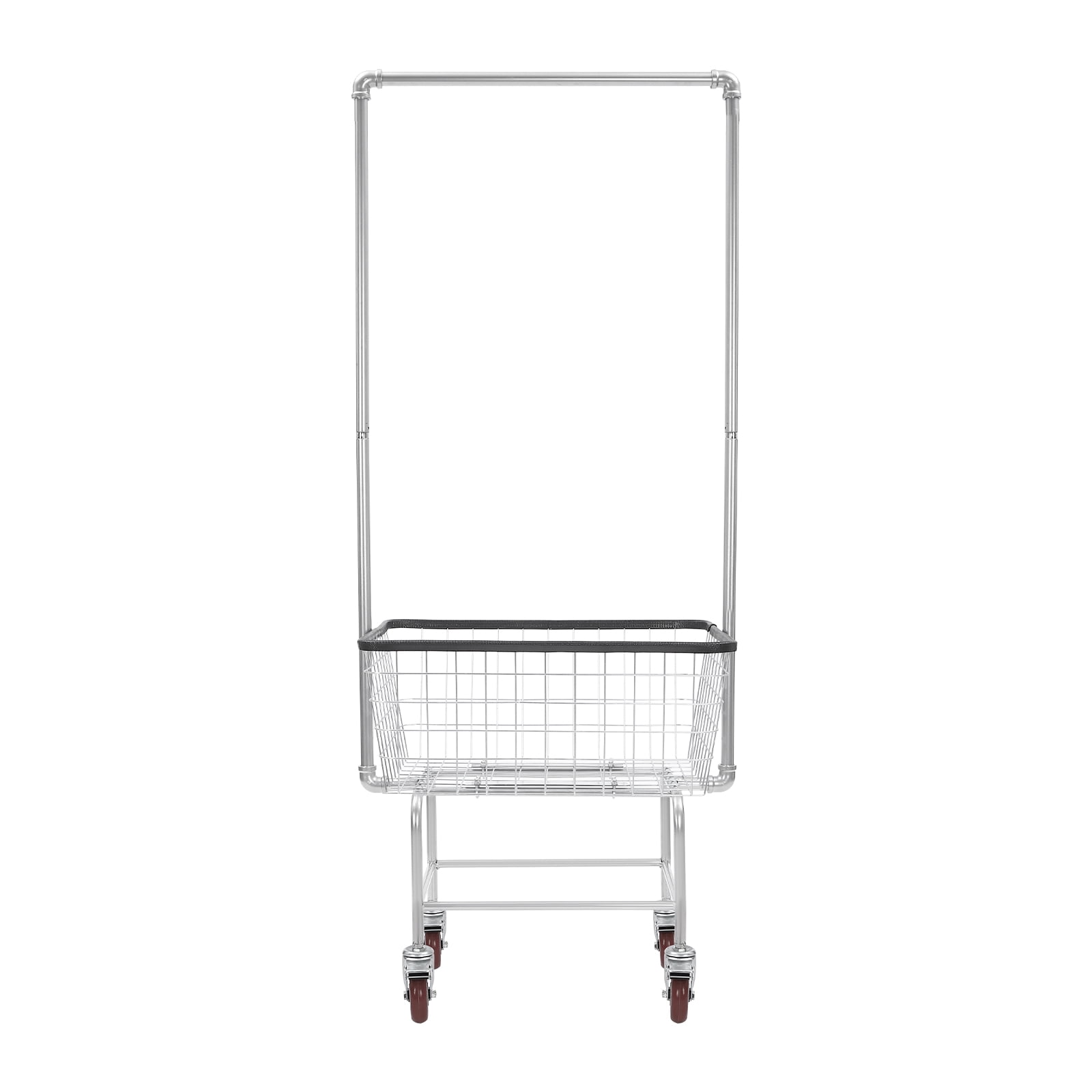 Heavy Duty Laundry Cart 110 lbs Capacity Steel Rolling Hamper with Wheels 5.6 ft Tall for Home, Hotel, Commercial Laundry