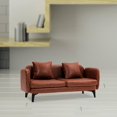 thumbnail image 4 of Sofá doble de casa de muñecas 1/12 sofá sillón muebles con almohadas moderno cuero PU en miniatura sala de recepción dormitorio decoración artesanal de Fanmusic Sofá doble de casa de muñecas, 4 of 7