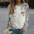 thumbnail image 2 of Crewneck Sweatshirts Womens Trendy Floral Printed Long Sleeve Fall Winter Casual Tunic Tops Loose Fit (M, Khaki), 2 of 5