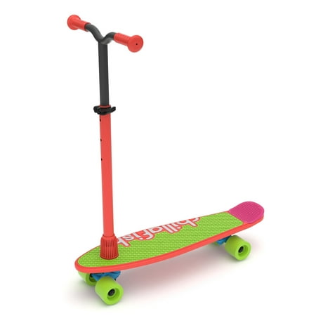 Chillafish Skatieskootie, Customizable Training Skateboard with Detachable Stability Handle for A Lean to Steer Scooter, Multiple Deck & Fin Color Options, Red (Best Skateboard For Teenager)
