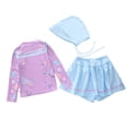 thumbnail image 4 of ZXLBBD Girl Swimsuits 3 Piece Cartoon Print Sporty Long Sleeve Rash Guard Swim Skirts Sun Hat with Drawstring Toddler Kids Casual Beah Swimming, 4 of 4