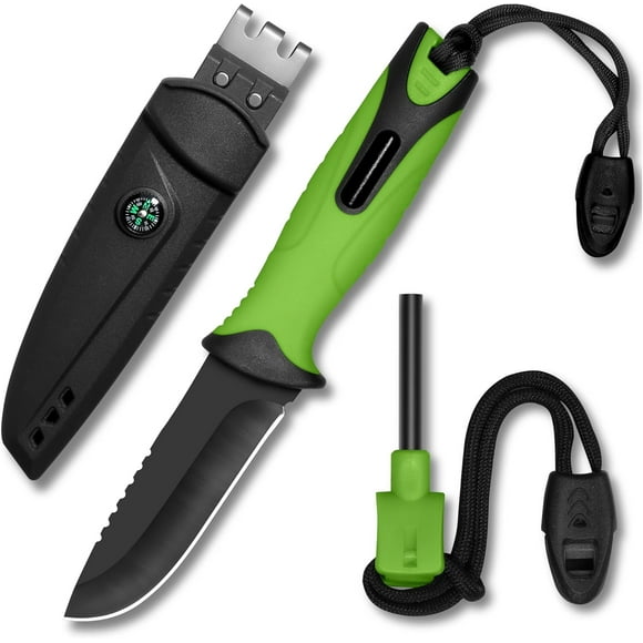 Fixed blade knife with leather sheath, Survival Camping Knife for Hiking, Fishing