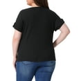 thumbnail image 3 of Agnes Orinda Women's Plus Size Waffle Tunic Tops Button Decor V Neck Roll Short Sleeve Summer Tshirt Casual Blouse 3X Black, 3 of 6