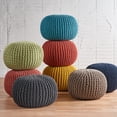 thumbnail image 2 of Noble House Round Plush Cotton Pouf, Green, 2 of 6