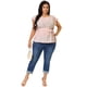 thumbnail image 3 of Women's Plus Size Blouse Floral Tie Waist Flare Sleeve Top Pink 3X, 3 of 7