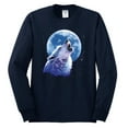 thumbnail image 2 of Wolf Howling at the Moon | Mens Animal Lover Long Sleeve T-Shirt, Navy, Large, 2 of 3
