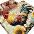 thumbnail image 2 of Vintage Rooster Area Rug 5x7 FT, Non Slip Bedroom Throw Carpet, Pastoral Floral Watercolor Animals Washable Soft Floor Carpet Non-Shedding Rug for Dining Room Bedside Classroom Desk, 2 of 9