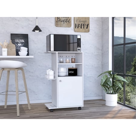 1-shelf Kitchen Cart With 4 Rolling In White - Keep Your Well-arranged Storage Caster Wheels And 1 Shelf Tidy Up Space