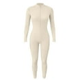 thumbnail image 4 of Women's Zippered Full Body Yoga Suit Long Sleeve Fitness Tight Bodysuit Outerwear Sportswear, 4 of 5