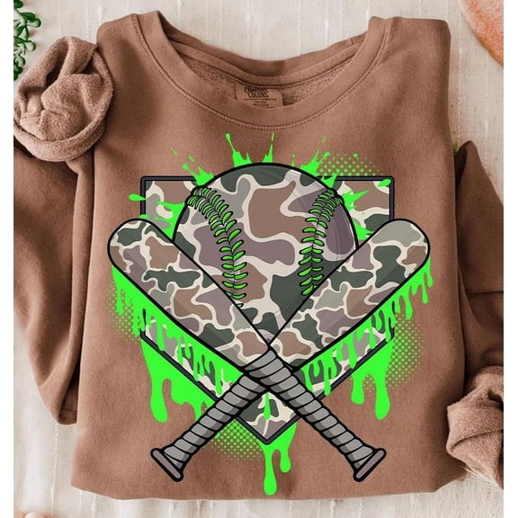 Baseball Drip Sweatshirt, Camo Baseball Shirt, Boys Baseball Sweatshirt, Dripping Baseball Shirt, Game Day Baseball Sweatshirt, Camo Drip Baseball Shirt
