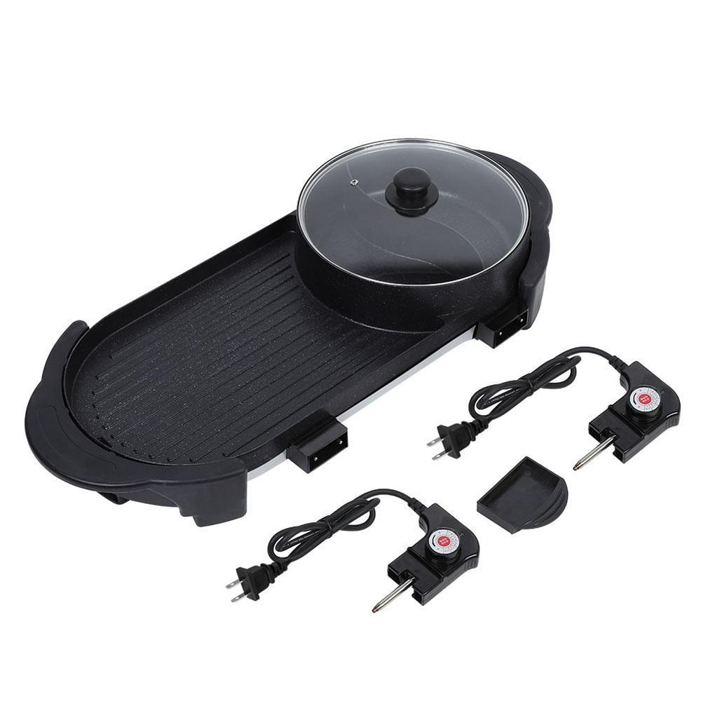 LYUMO Electric BBQ Pan,2 In 1 Electric BBQ Grill Pan with Hot Pot