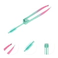 thumbnail image 3 of Unique Bargains 1 Pc 2 in 1 Eyebrow Tweezer for Bathroom Travel Hotel Green Pink Stainless Steel, 3 of 4