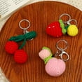thumbnail image 4 of Creative Knitting Fruit Keychain for Women Girls Cute Strawberry Carrot Weaved Keyrings Bag Pendant Car Key Chain Holder Jewelry, 4 of 10