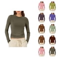 thumbnail image 1 of Chemises à Manches Longues pour Femmes 2026 Printemps Tendance Y2k T-Shirt Court Col Rond Ajusté, 1 of 2