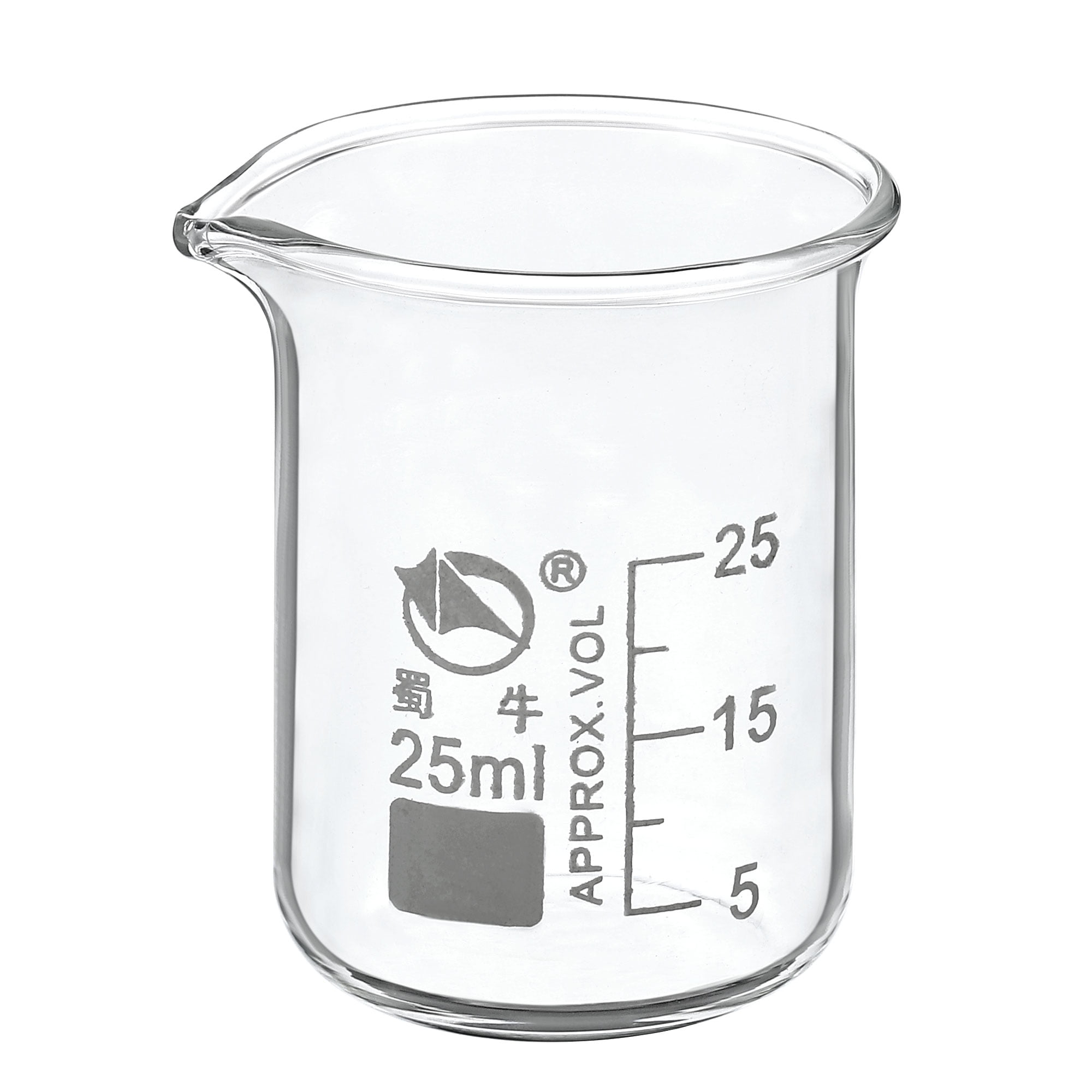 Uxcell 25ml Low Form Glass Beaker, 3.3 Borosilicate Graduated Lab